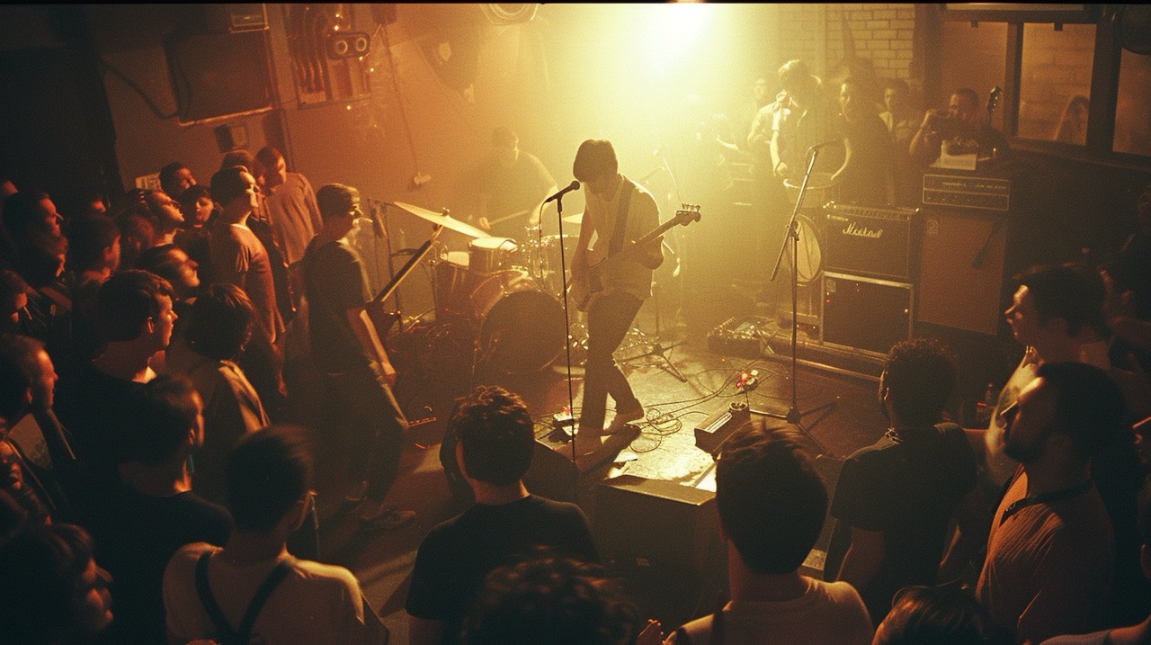 Arctic Monkeys live crowd with dramatic stage lighting